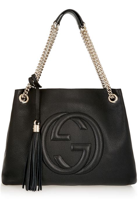 gucci black textured leather & 39|vintage black gucci shoulder bag.